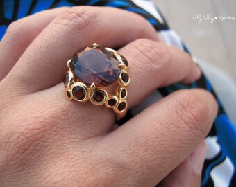 Tiger Power Ring 14K gold. (Gems Powered Ring)