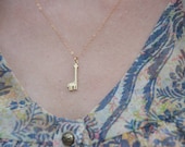 Itty Bitty Giraffe necklace. 14k gold initial chain necklace.