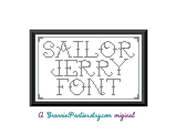 PDF PATTERN ONLY - Tattoo Alphabet - Sailor Jerry font - counted cross stitch sampler