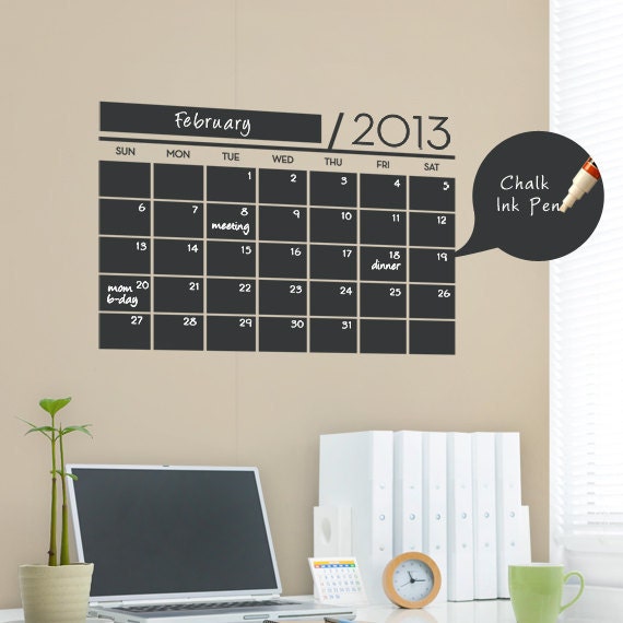 Small Wall Calendar Decal - Chalkboard Decal - by Simple Shapes