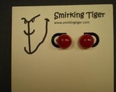 Button Earrings: Round Red Button Earrings (E41 E42)