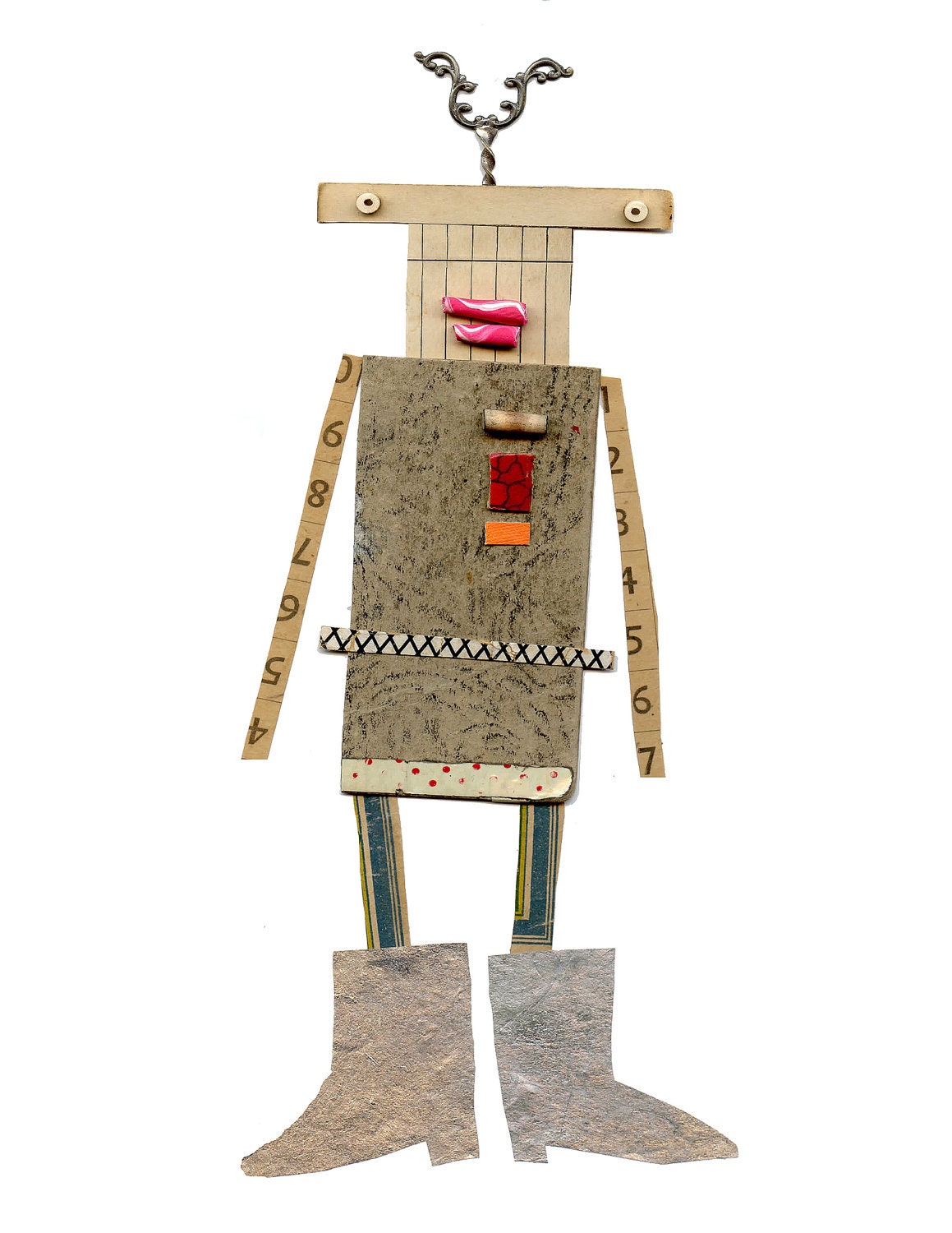 robot 4, cut paper robot, mixed media robot