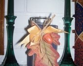 Autumn, Wood, Leaf, Candle, Holder, Votive, Salvaged, Wood, Fall, Primitive, Hand Painted