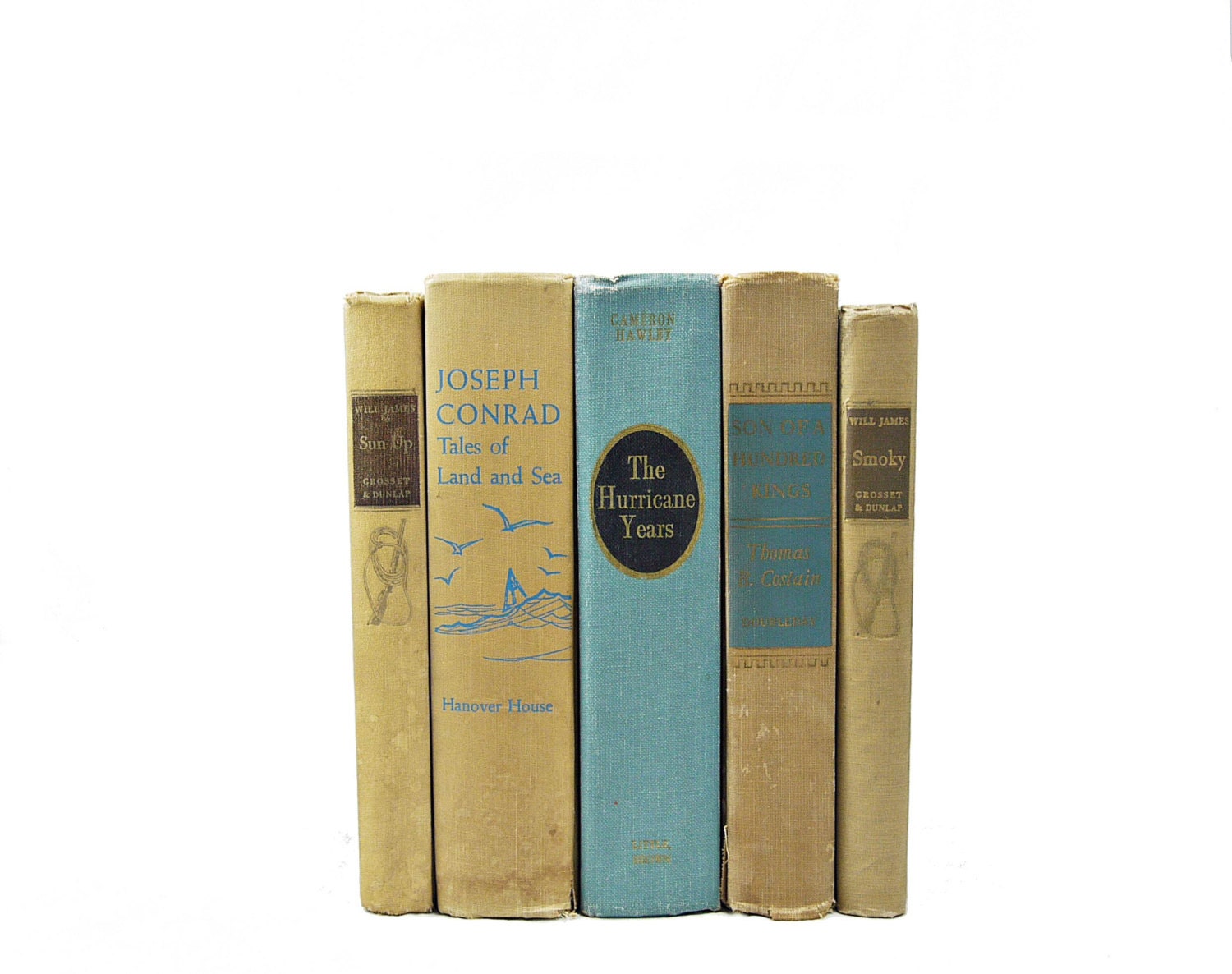 BEIGE & BLUE 1930s Book Collection Sets, Decorative Books, Wedding Decor, Antique, Instant Library,  Book Decor, Photo Prop, beige brown