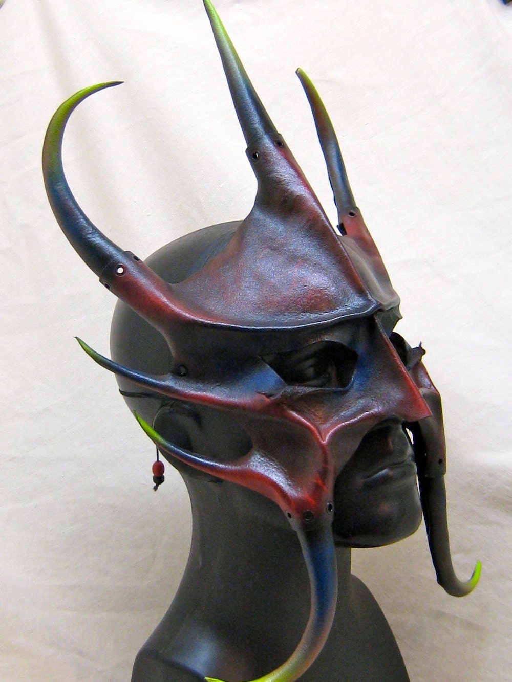 Horned helm, Orc helm, dragon hunter armor, warrior mask or face shield, handmade leather mask