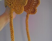 Crochet Baby Bonnet with Scalloped Edge and Braided Tails - Honey Mustard Yellow