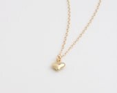 Dainty Gold Heart Charm Necklace Pendant Drop Delicate Feminine Everyday Jewelry  Valentines Day