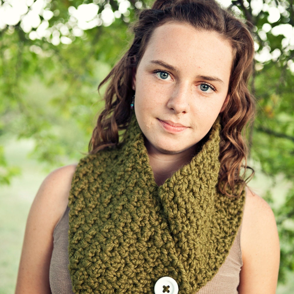 Totally Textured Avocado Green Button Scarf scarf with buttons