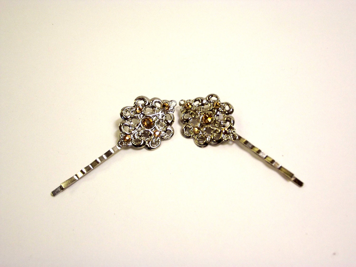 Bobby Pin Set, Vintage Inspired, Hair Jewelry, Filigree, Bling, New Years