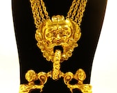 Vintage Baroque Neptune with Nymphs Door Knocker Necklace