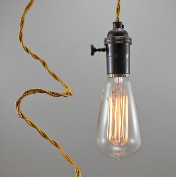 Gold Hanging Pendant Light Swag Edison Lamp by scandalaskan
