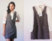 Vintage charcoal tweed rainbow specks mini jumper dress