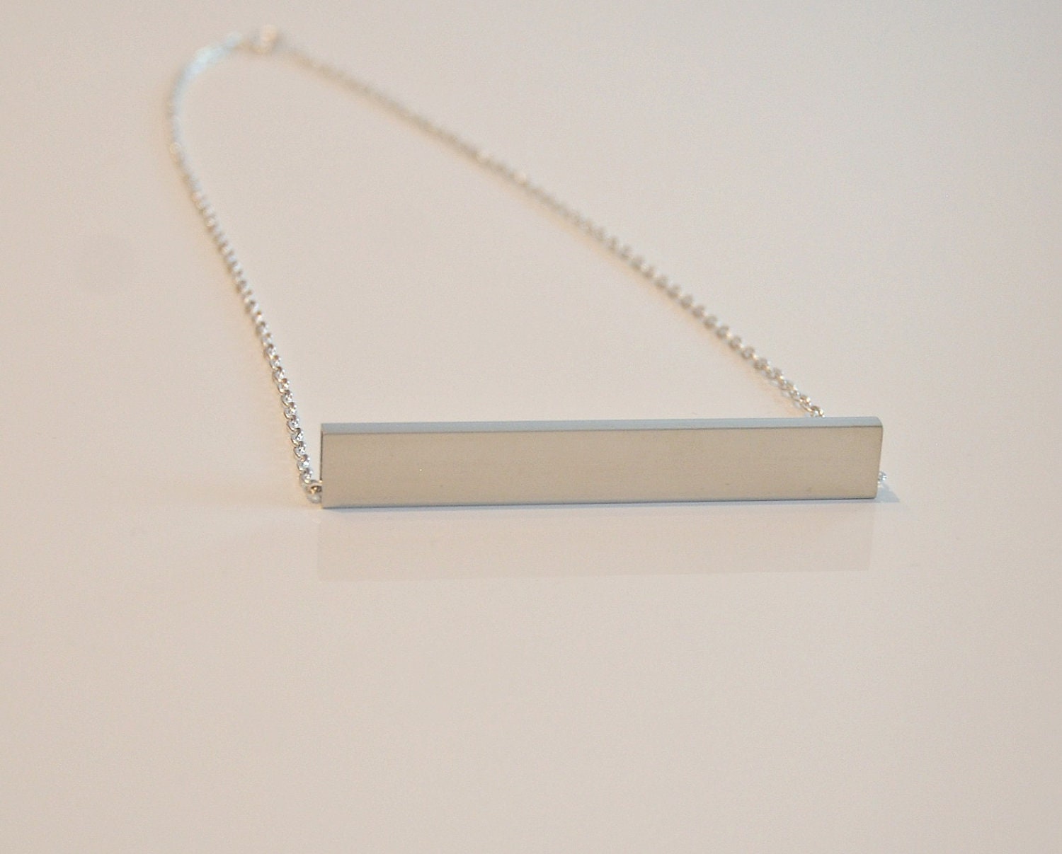 Silver bar necklace - geometric - silver tube - rectangular - long bar - straight bar - plank - sterling chain - modern jewelry - tabla