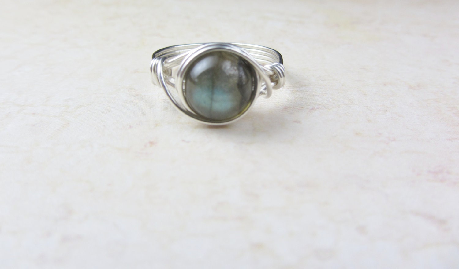 Labradorite ring, Sterling Silver filled, Wire Wrapped Gemstone Ring, Stone Ring