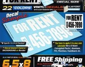 6.5x8 (1) FOR RENT Sign for House, Room, Building ( MEDIUM ) 1 Color Vinyl Decal