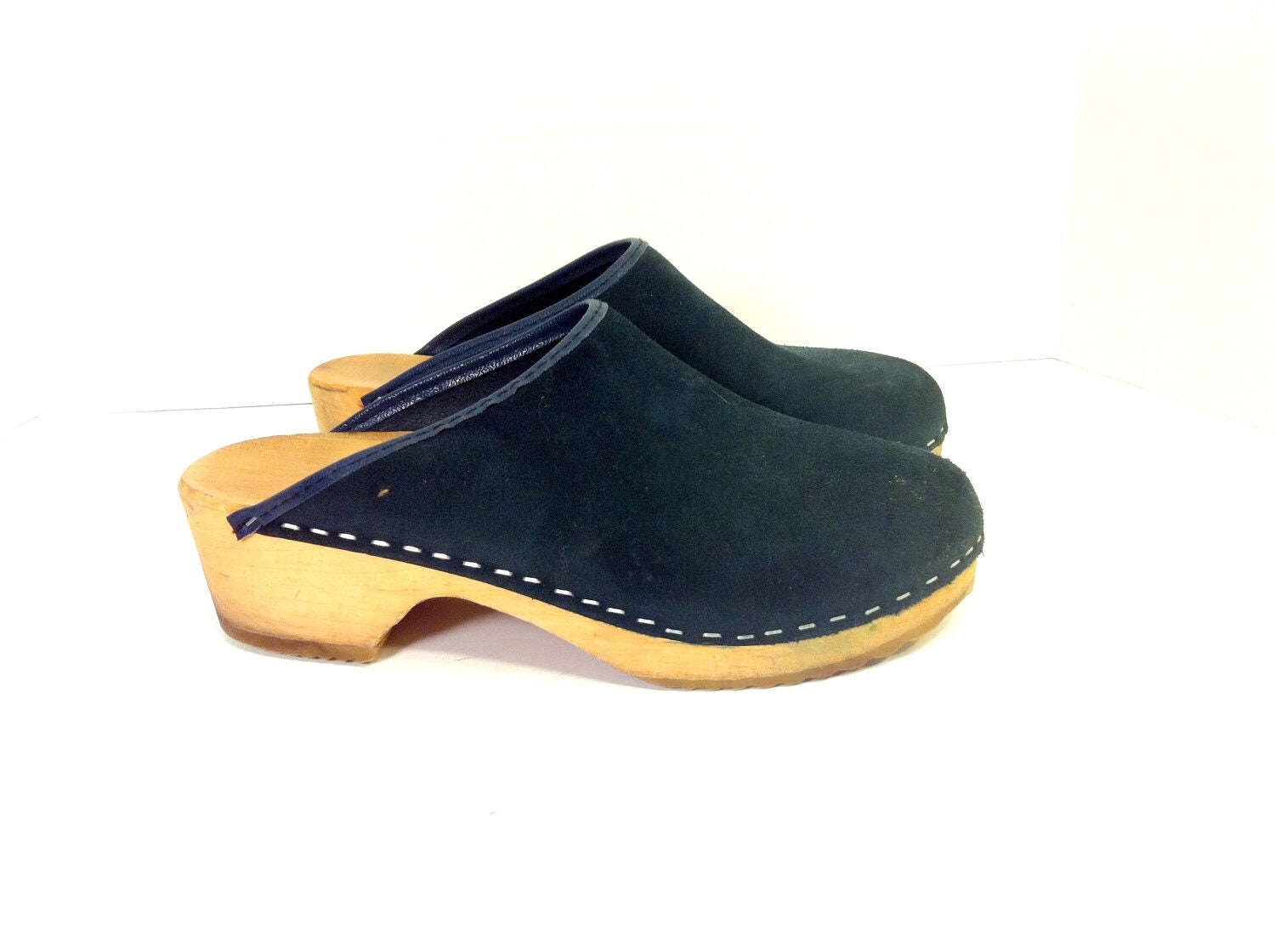 leather wooden clogs