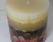 Scented Candle, Steampunk, Pillar Candle, Gears
