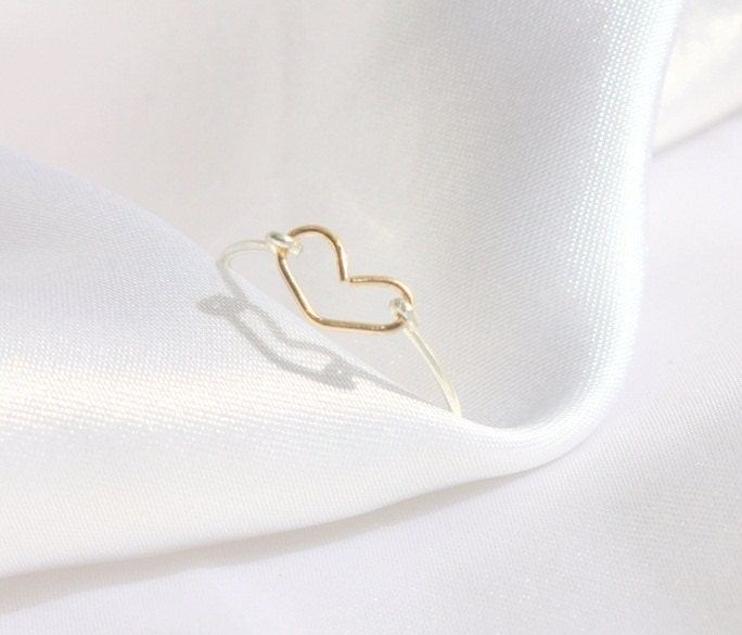 Tiny Heart Ring - Dainty silver ring ,Tiny gold heart , love ring,14k gold filled ring, Minimum Jewelry, everyday,simple gold ring