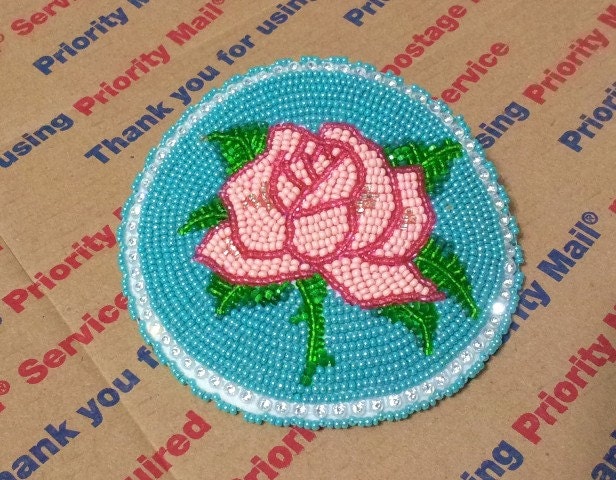 Pink Rose Beaded Barette