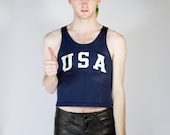 vintage USA navy blue jersey tank XS Lana Del Rey