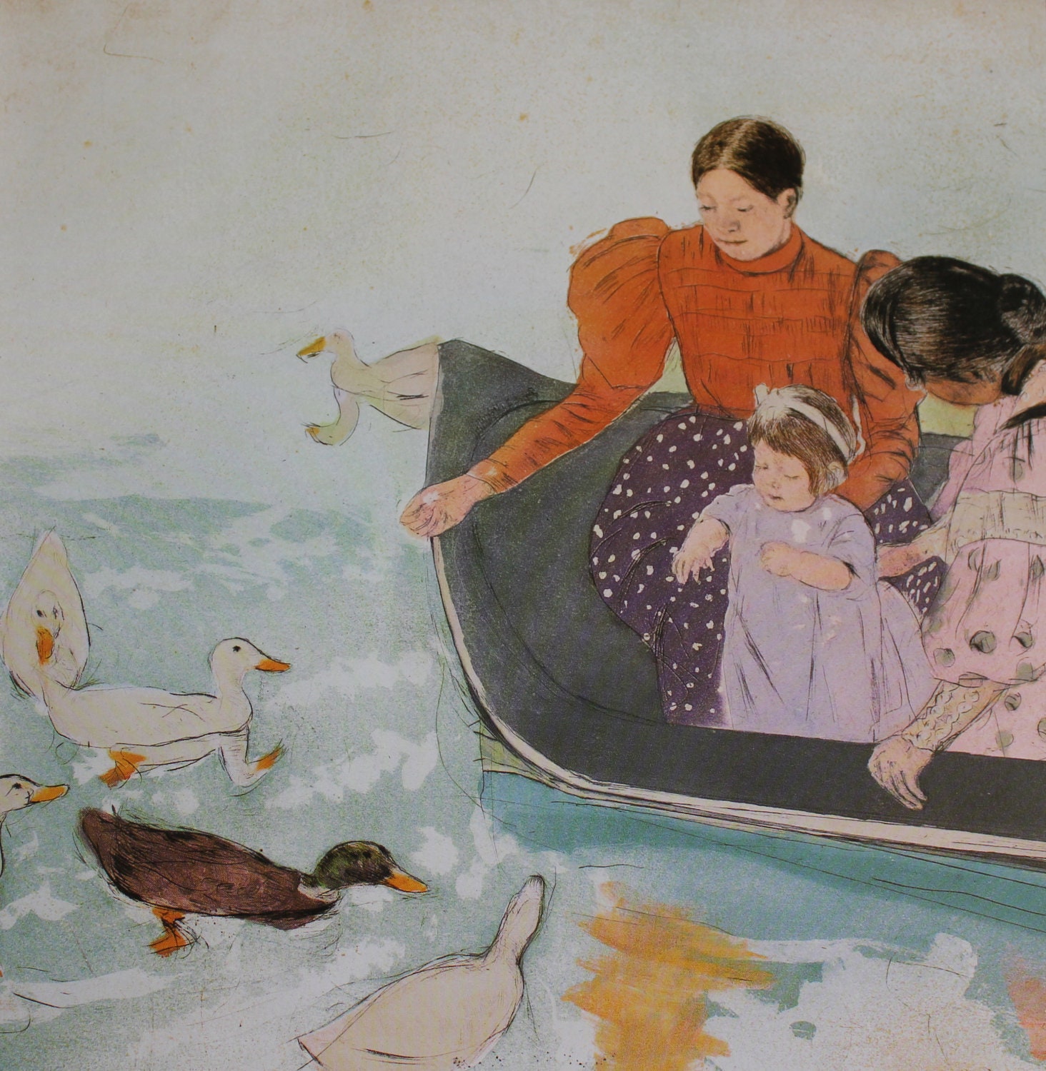 Double-Sided Print by Mary Cassatt - Feeding the Ducks AND Nurse Reading to a Little Girl - Nursery Decor (Wall Hanging Art Decor to Frame)