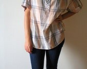 Cuffed Sleeve Plaid Shirt Orange Grey
