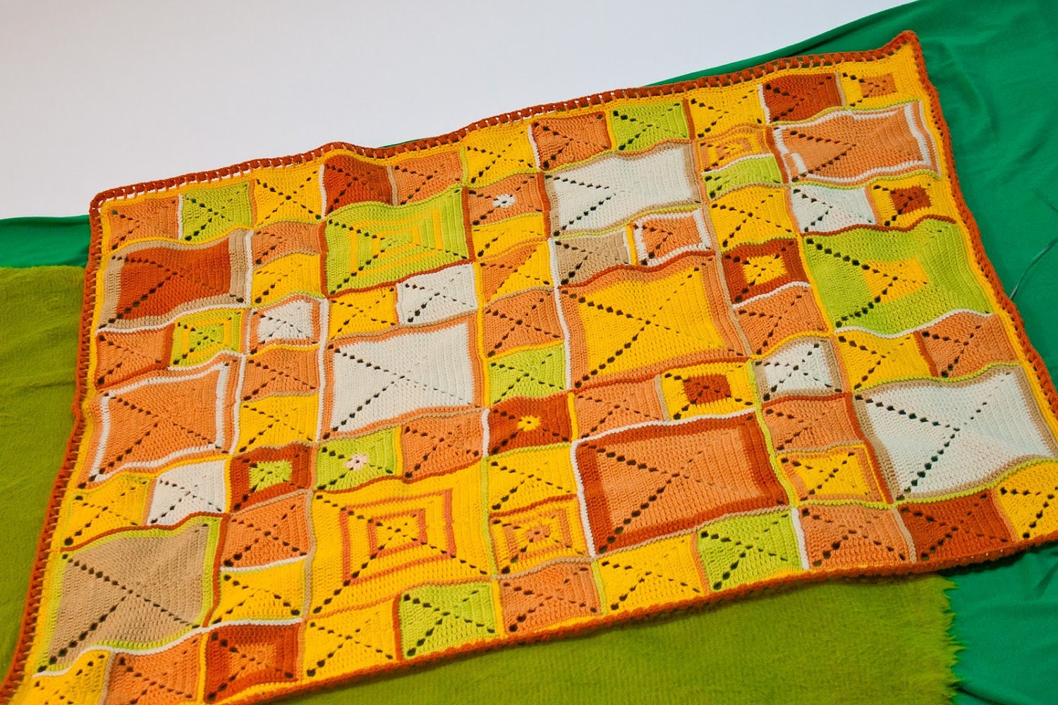Granny Square Orange Yellow Apricot Vanilla Green Spring Summer Baby Kid Newborn Gift Custom Colors Craft for Charity  Project