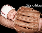Spring Newborn Boy Baseball Hat... Baby Baseball Hat...Newborn Photo Prop... Baby Baseball Beanie...Hand Knit Newborn Baseball Hat