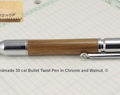 30 cal Bullet Pen Handcrafted in Chrome and Walnut