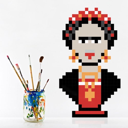 Frida Wall Decal, Stickers, Vinyl Adhesive - Puxxle - The Pixel Puzzle