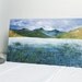Landscape painting on canvas. Original mountains nature home decor acrylic art. Water Lake Green Gray Blue 12x20 artbyasta