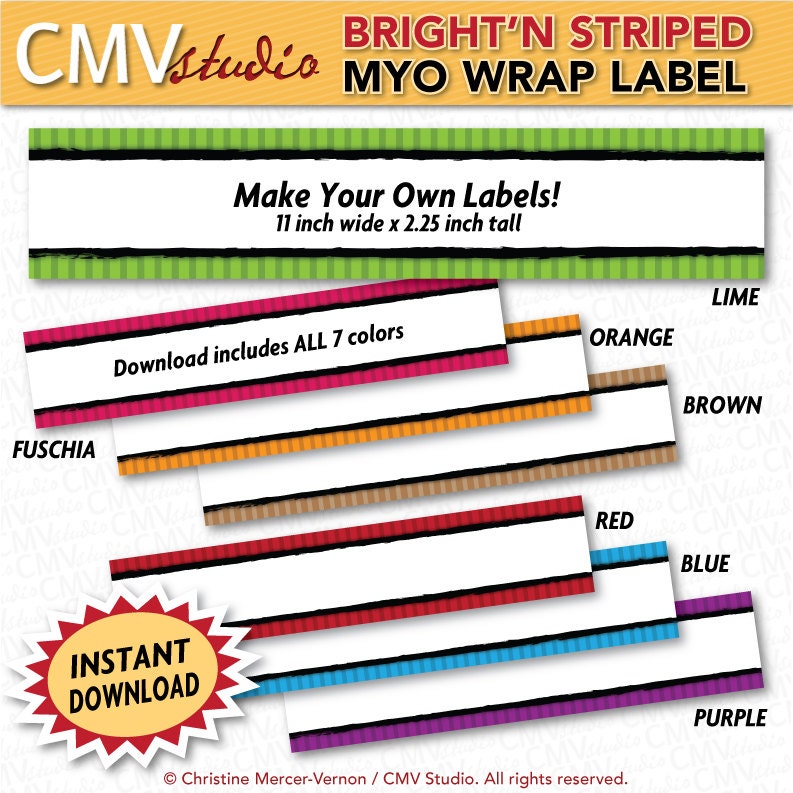 MAKE YOUR OWN Printable Blank Jar Wrap Labels Bright by CMVstudio