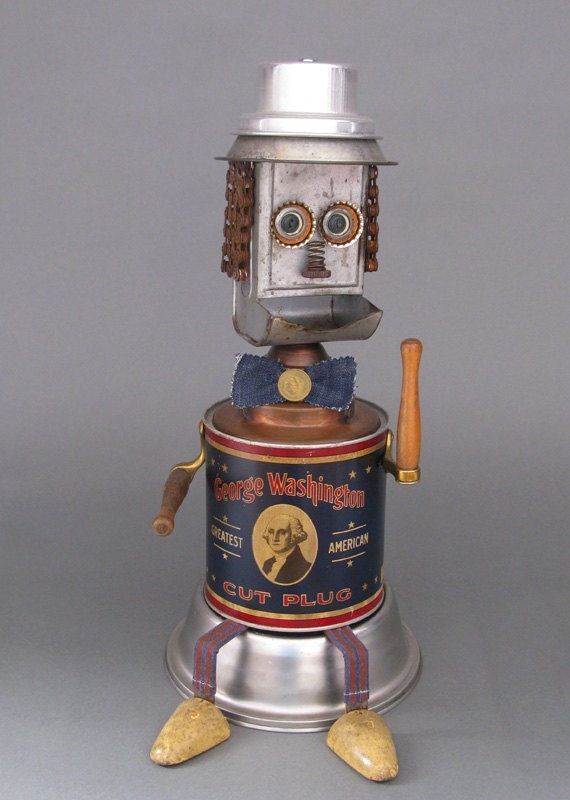 Reserved for Erin - Found Object Robot Sculpture - George W I