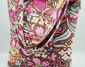 Ruffled Tote- Amy Butler Soul Blossoms Disco Flower in Chocolate