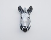 The Linus - 1 Chrome Mini Resin Zebra Head- Resin White Faux Taxidermy- Chic & Trendy