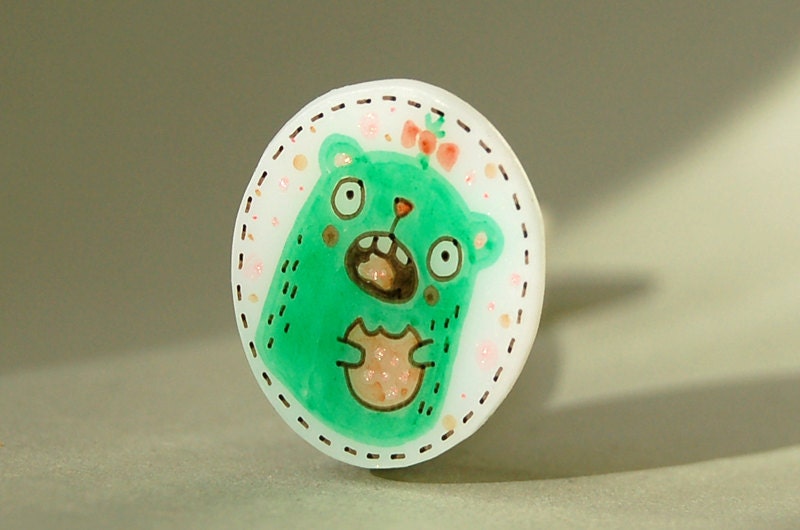 HUNGRY HAMSTER - Mini - shrink plastic brooch