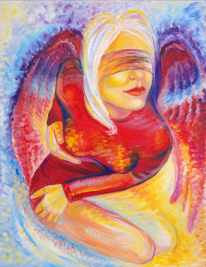 Original painting. Woman in Red. Free shipping