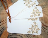 Letterpress snowflake gift tags , holiday tag , christmas , vintage snowflake , set of 10 , gold