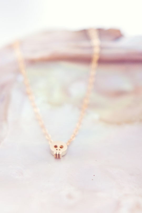 Tiny skull necklace - Matt 14k gold plated skull