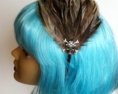 Steampunk Skull Feather Headband , steam punk hair, skull hair headdress, feather headband, Neutral tribal brown camel tan