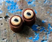 Avatar Wood Plugs / Exotic Wood & Yellow Lynx Eyes / (1/2" - 11/16") (13-18mm)