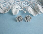 Gray Floral Post Earrings