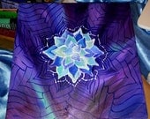 Purple Abstract Painting with Blue Flower