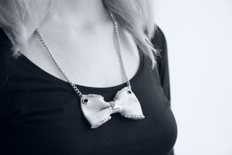 Light Blue Bow Necklace