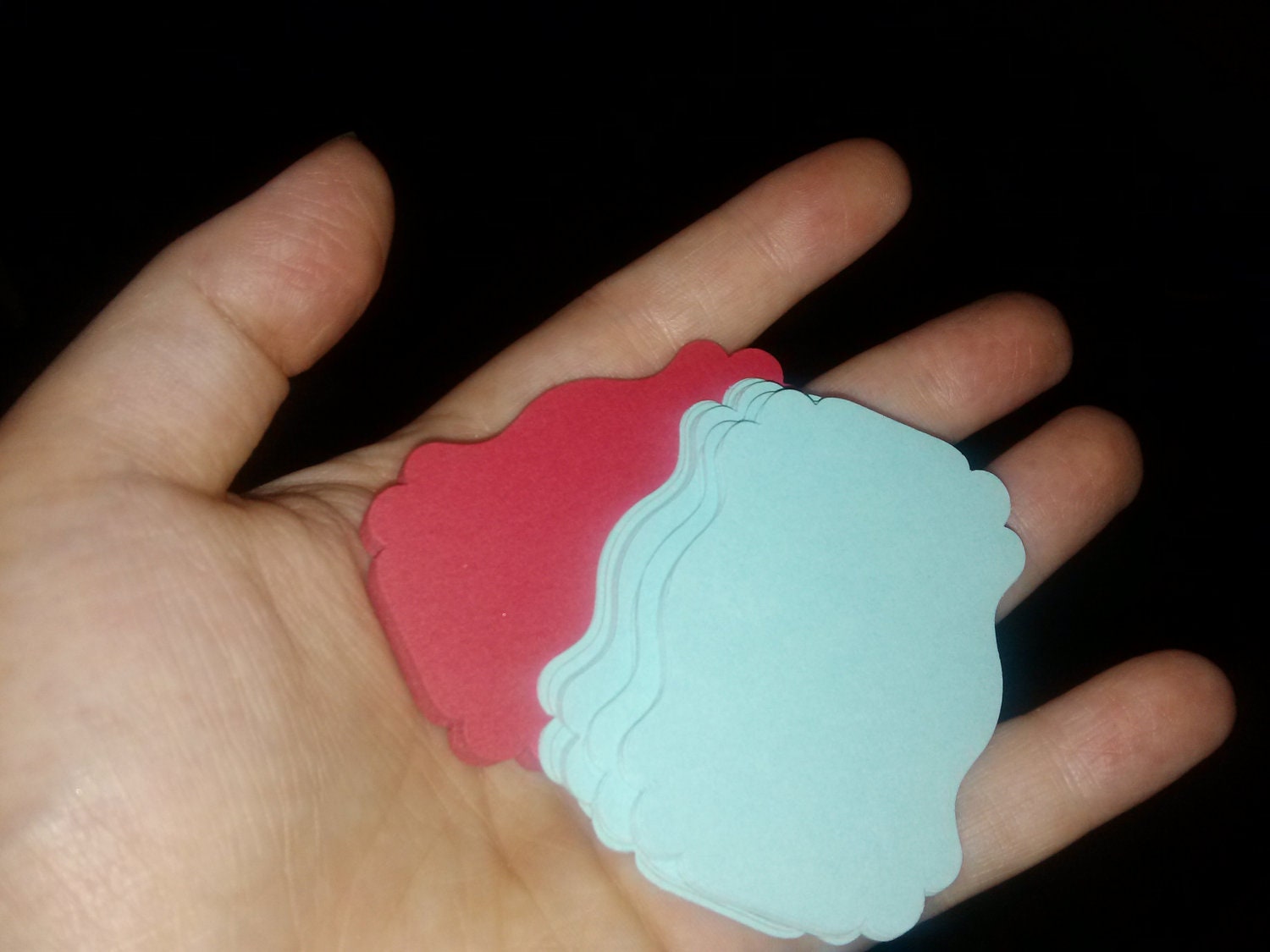 60 Red and Tiffany Blue/Aqua Tags, Perfect for Wedding Favors or Candy Buffet or Scrapbook Labels