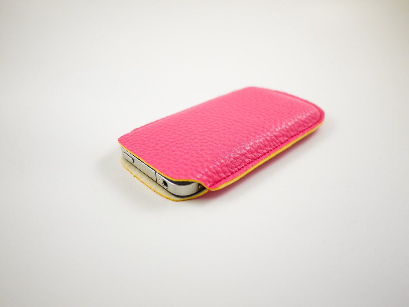 iPhone 4 Case, iPhone 4S Case,  iPhone 4 Cover, iPhone 4S Cover, iPhone Sleeve - Neon Pink Faux Leather