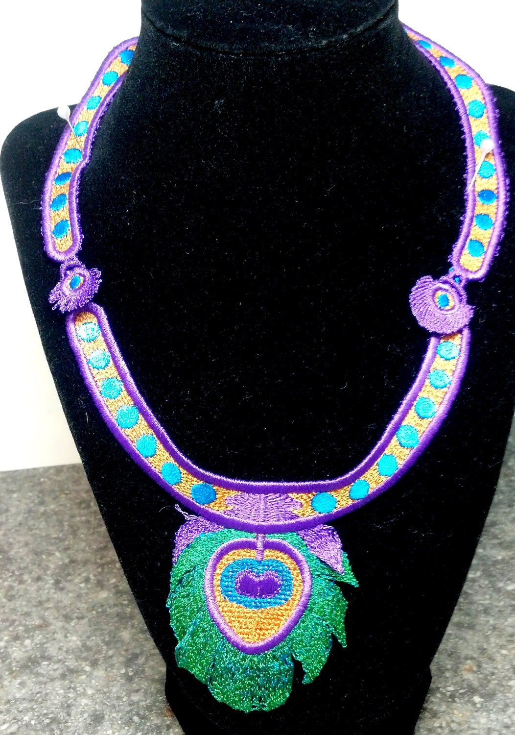 Green and Purple Peacock Necklace