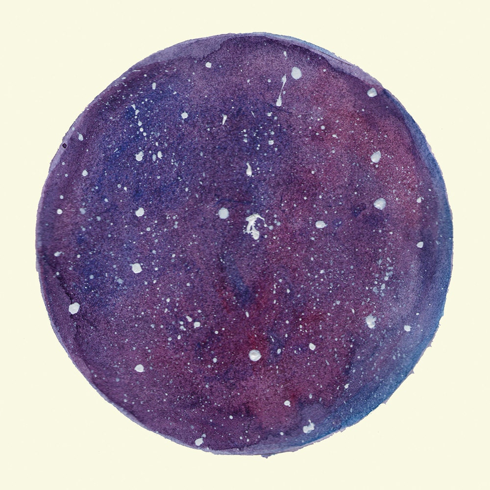 Purple Space Illustration Greetings Card 6x6"