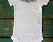 Lace Trim Onesie - Green Vintage Lace - Trendy Baby Girl - Perfect Baby Shower Gift