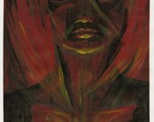 Horror Girl Original painting on A3 Paper